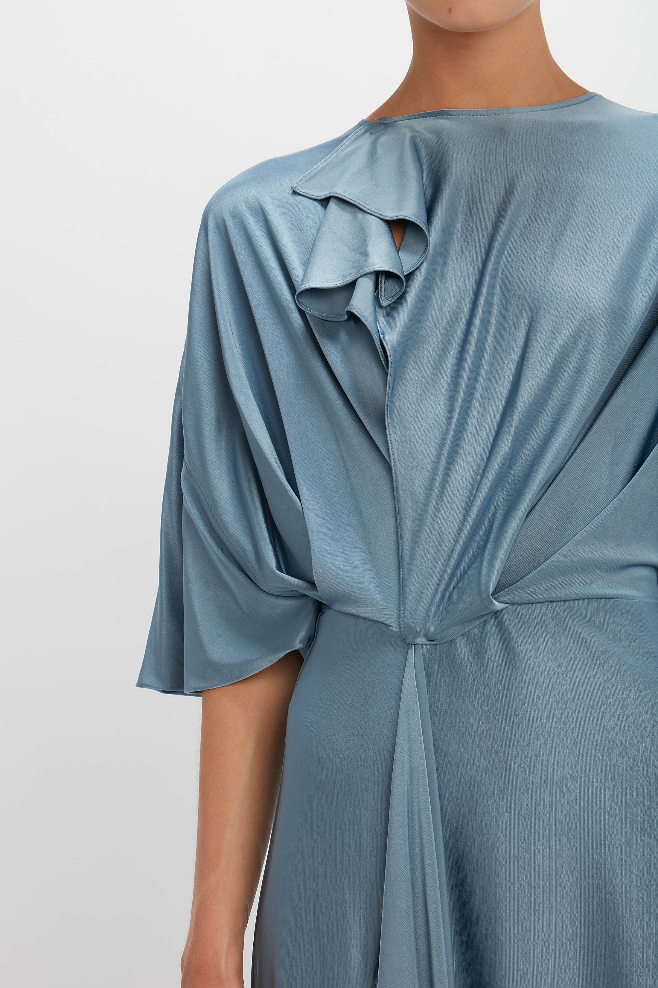 Cape Sleeve Cut Out Dress in Stone - 7
