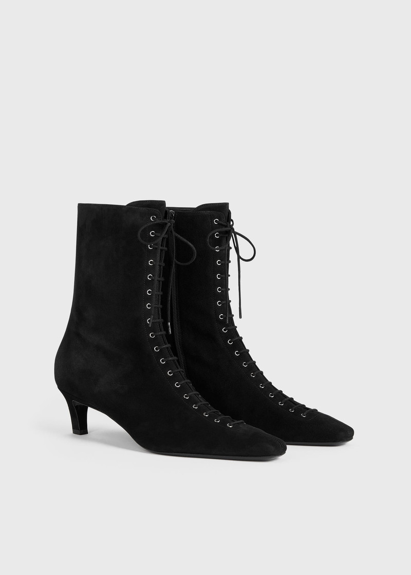Suede lace-up boots black 4