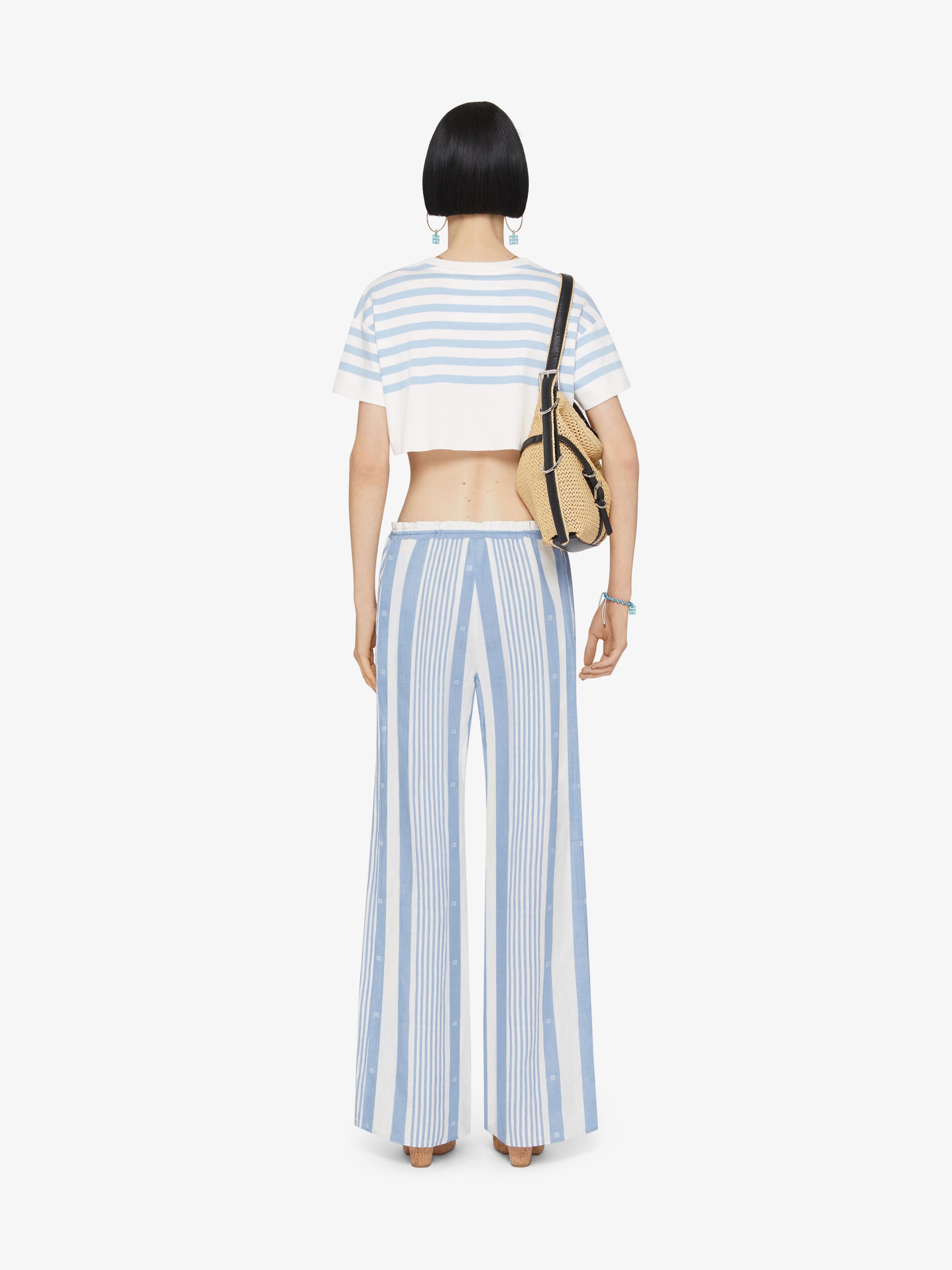 PANTS IN COTTON AND LINEN WITH 4G STRIPES - 4