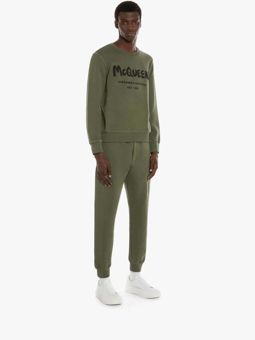 Men's Mcqueen Graffiti Sweatshirt in Khaki - 3