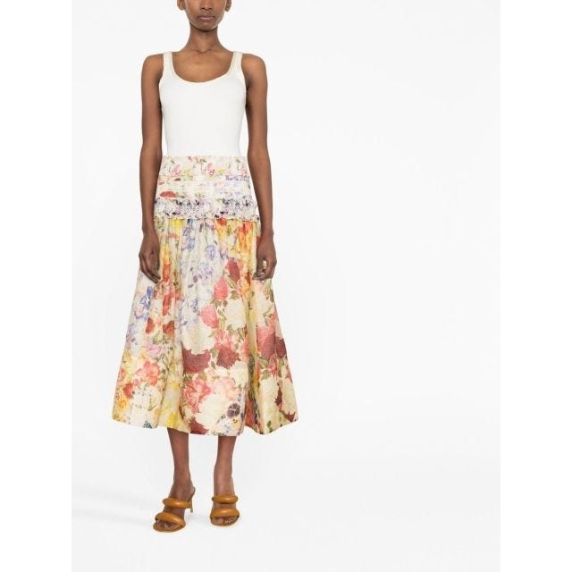 【日本入手困難】Deconstructed chevron midi-skirt スカート Zimmermann WONDERLAND SMOCKED MIDI SKIRT | REVERSIBLE