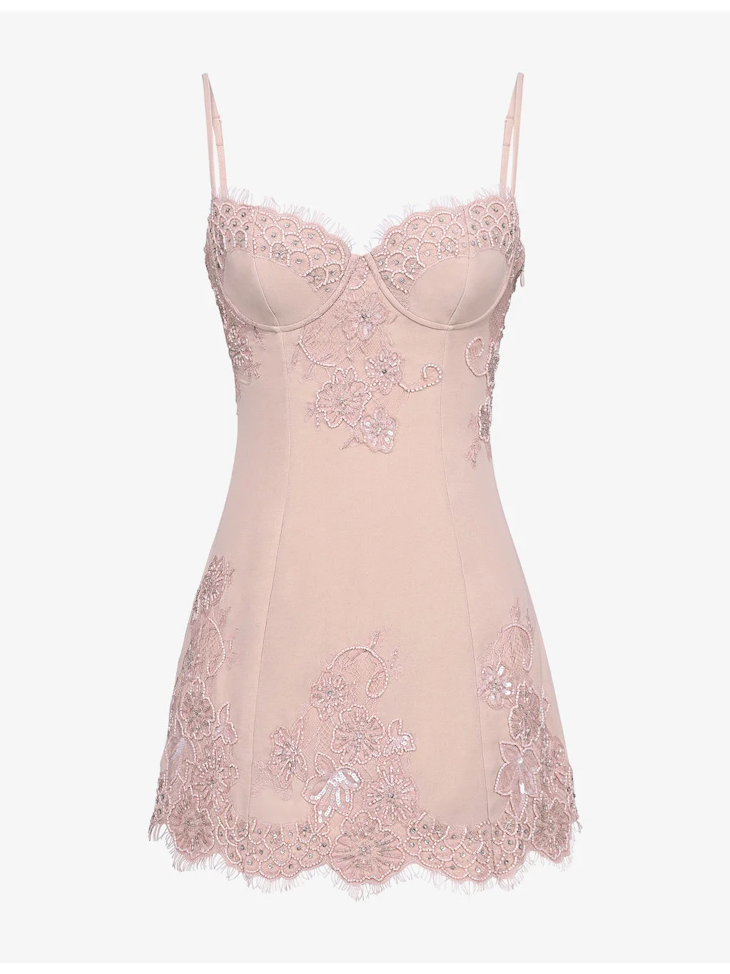 Soraya Lace-Trim Satin Mini Dress - 1