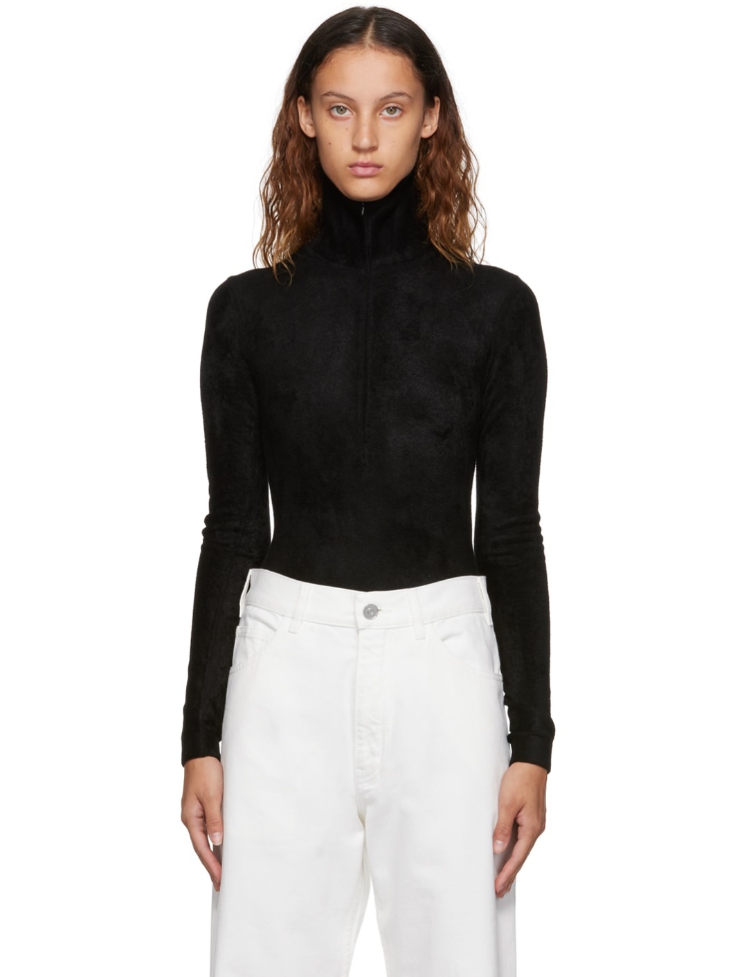 Black Turtleneck Bodysuit - 1