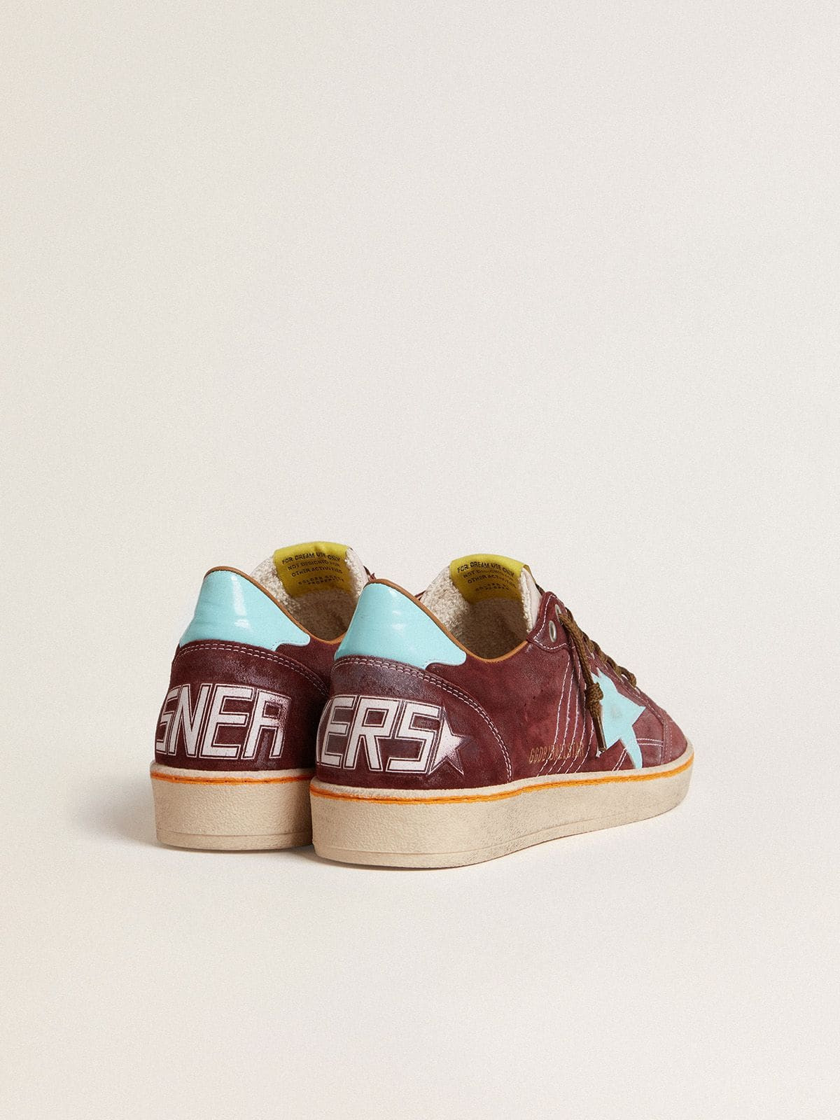 Men’s Ball Star in dark red suede with light blue star and heel tab - 4