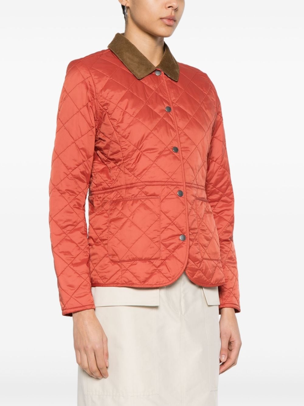 corduroy-collar quilted jacket - 3