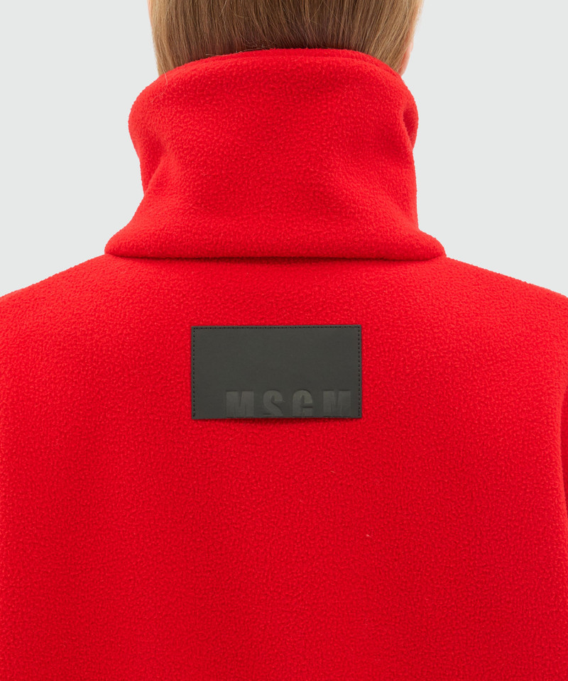 Maxi red fleece sweatshirt with zip 4