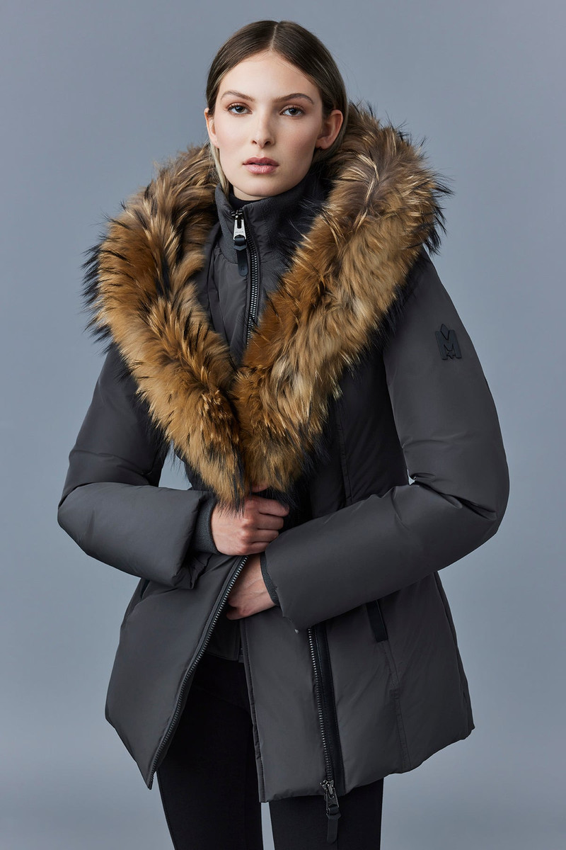 ADALI down coat with natural fur Signature Mackage Collar 5