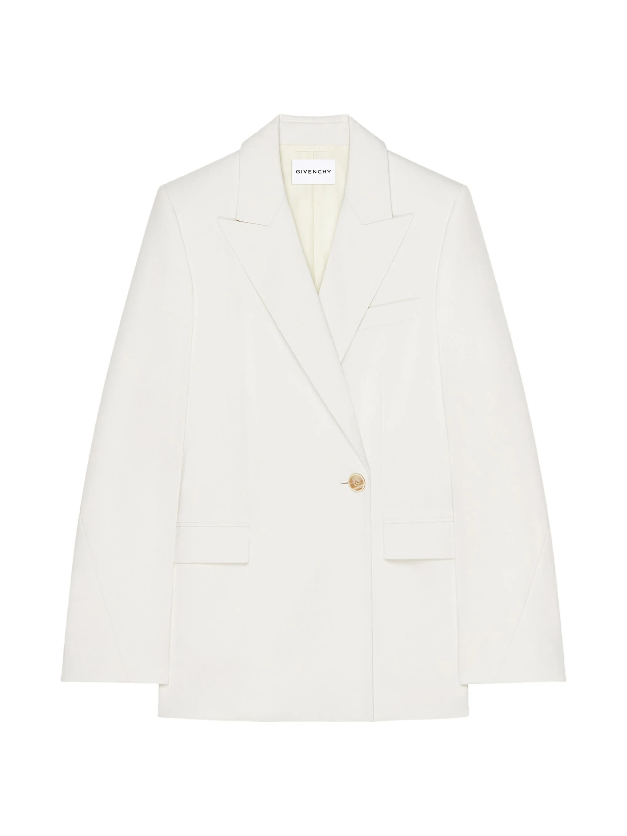 Women's Double-Breasted Cocoon Blazer in Wool and Mohair - White - 1