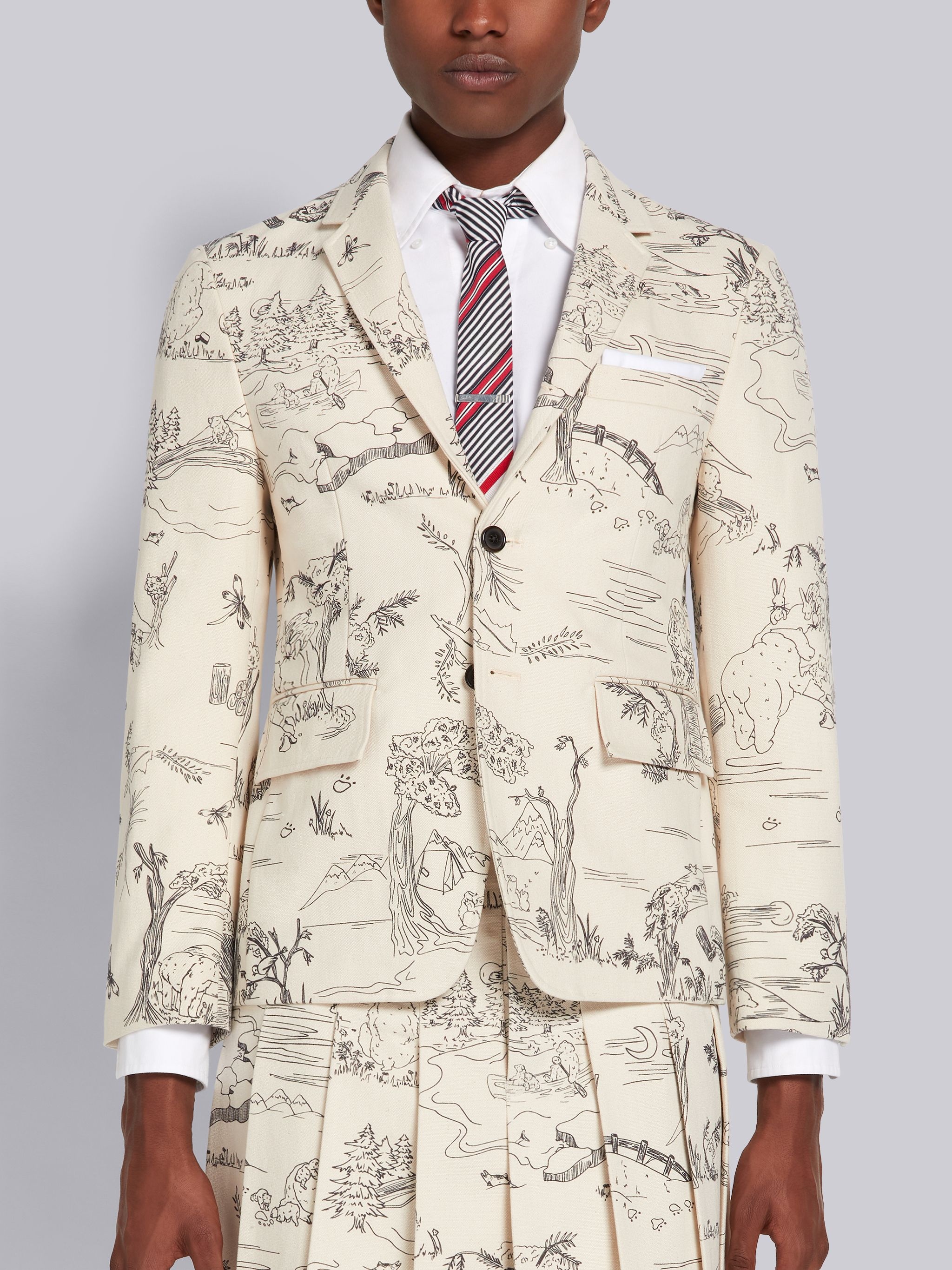 White Bear Camp Cotton Canvas Toile Unconstructed Classic Sport Coat - 1