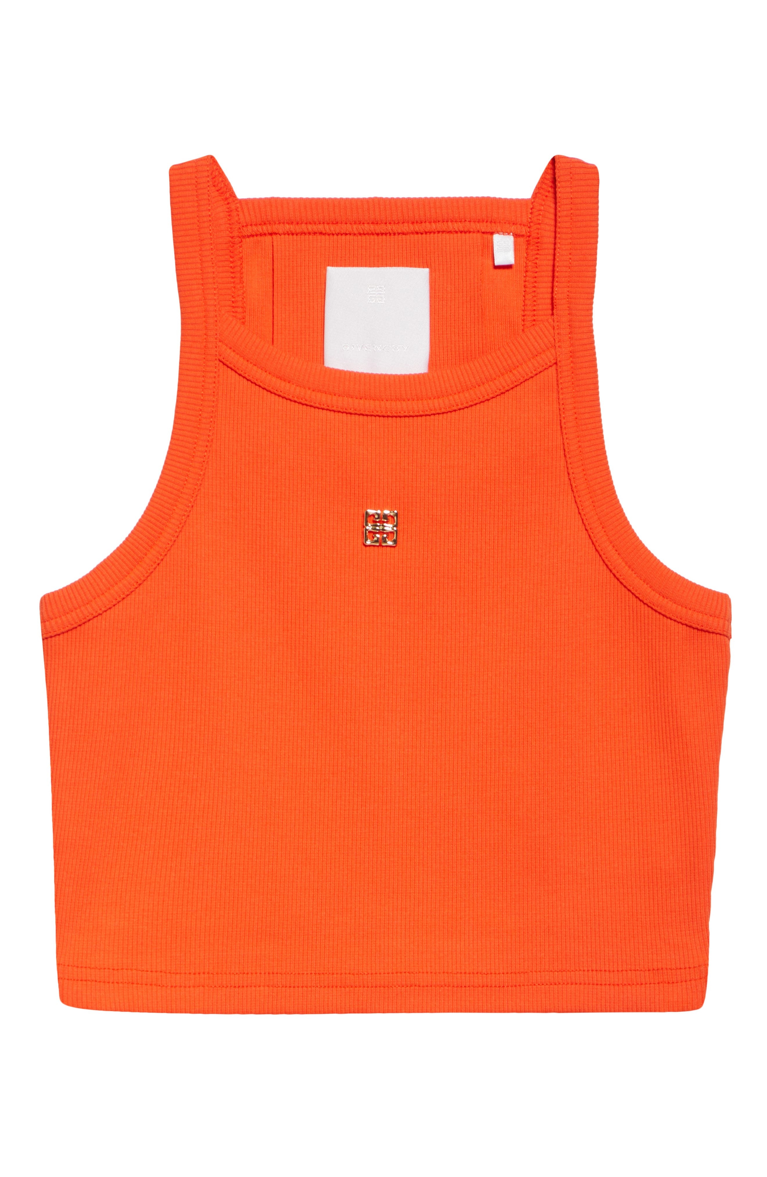 Givenchy 4G Crop Stretch Cotton Rib Tank in Orange at Nordstrom - 5