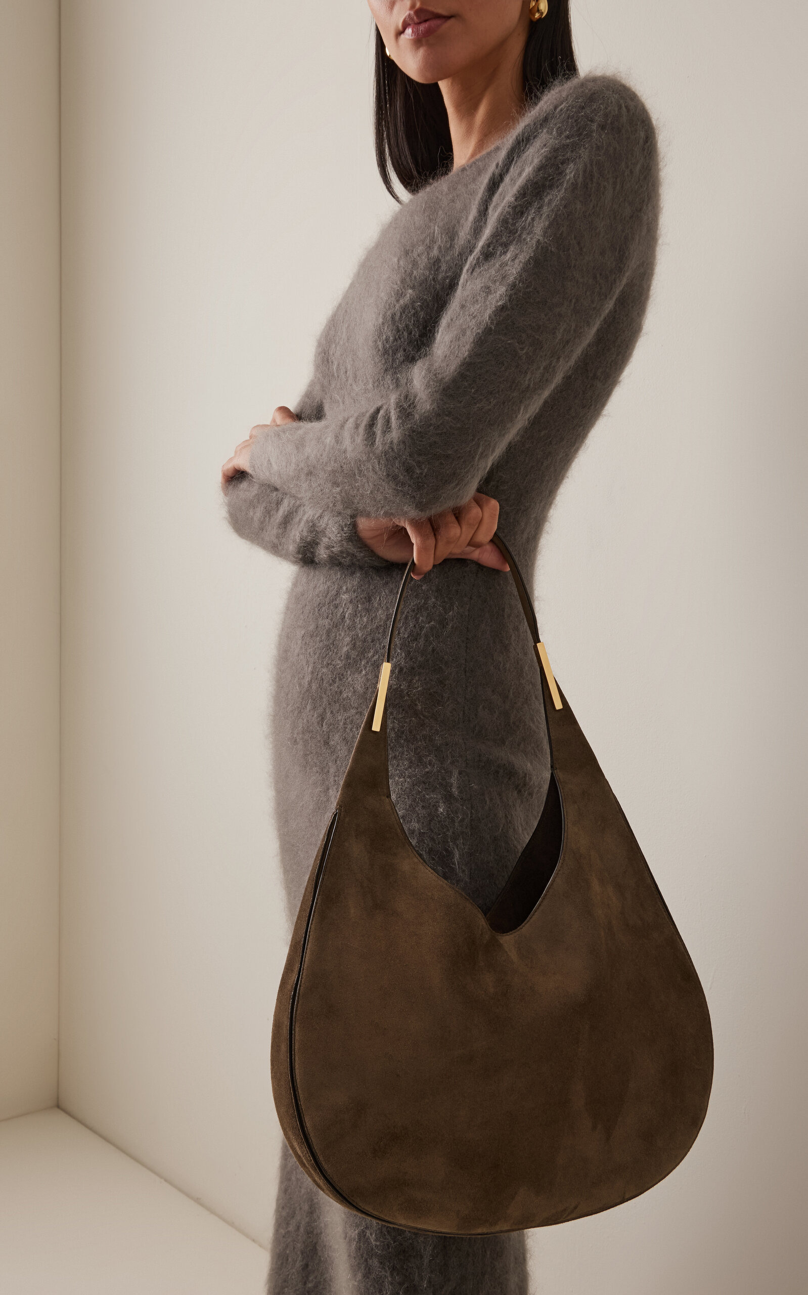 The Small Florence Suede Hobo Bag brown - 2