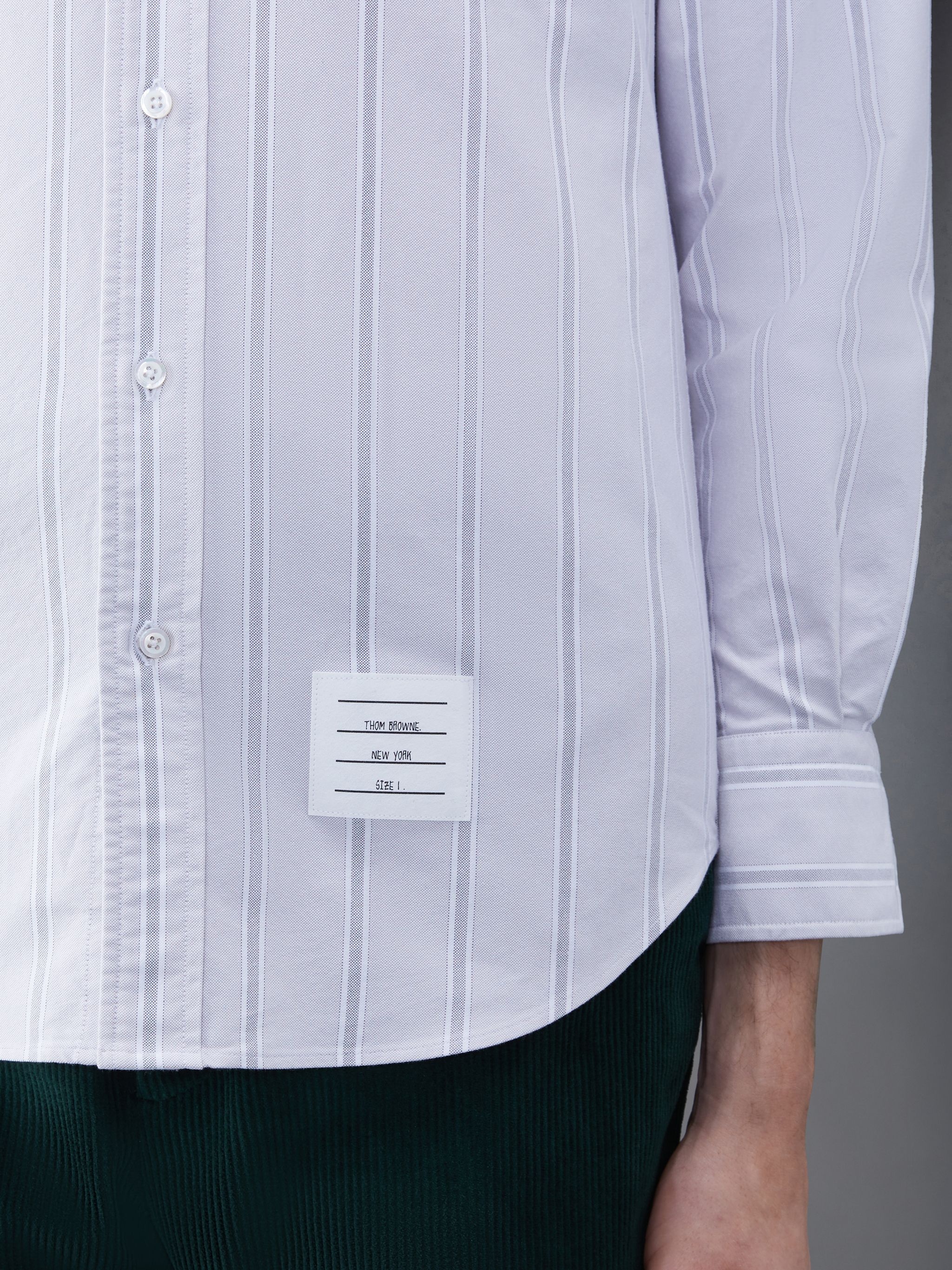 Thom Browne Stripe Oxford Armband Straight Fit Shirt