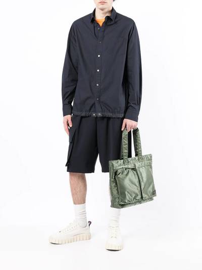 sacai elasticated hem button-up shirt outlook