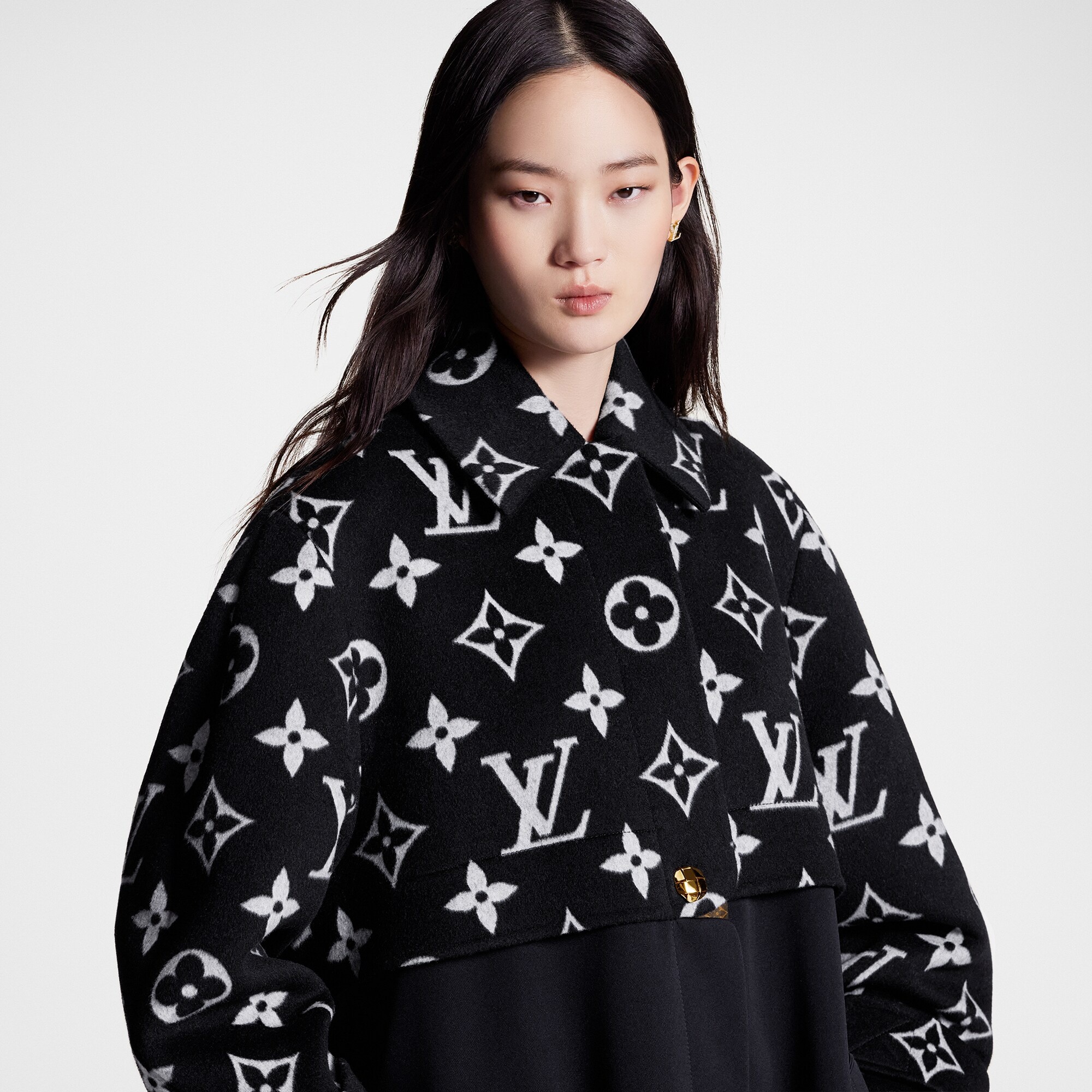 Oversized Monogram Accent Coat - 2