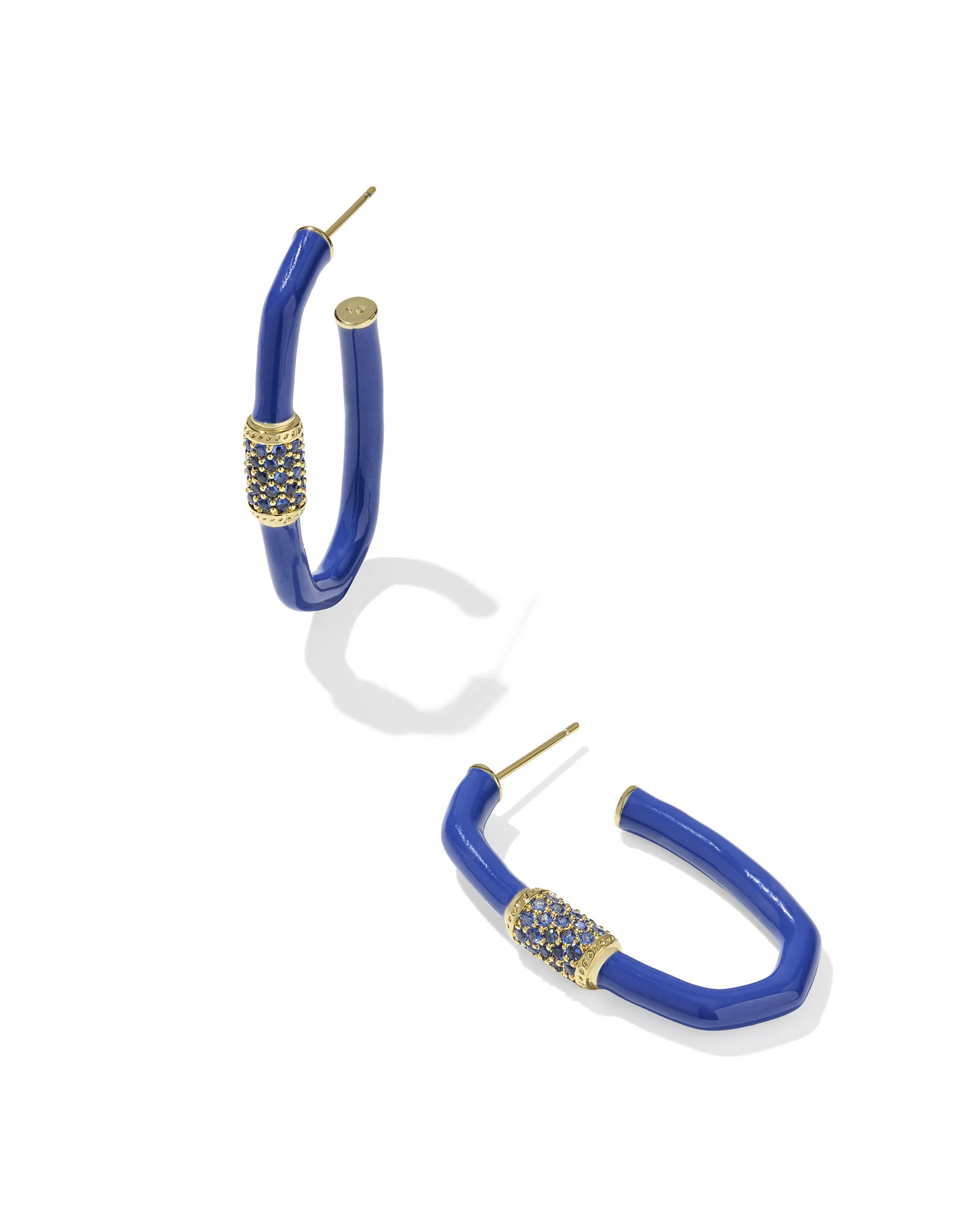Emery Gold Large Enamel Hoop Earrings - 1