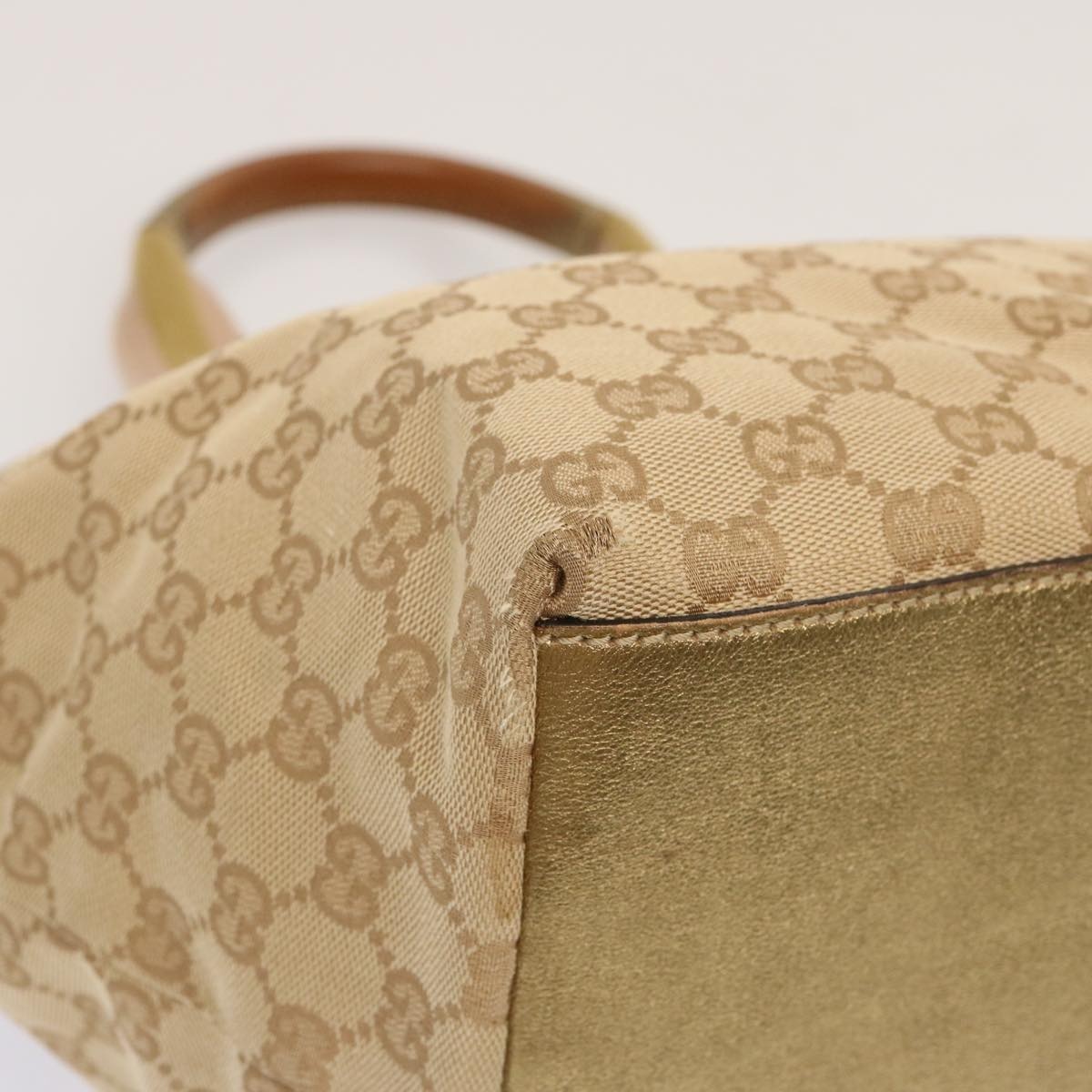 GUCCI GG Canvas Sherry Line Hand Bag Beige Gold Pink - 13