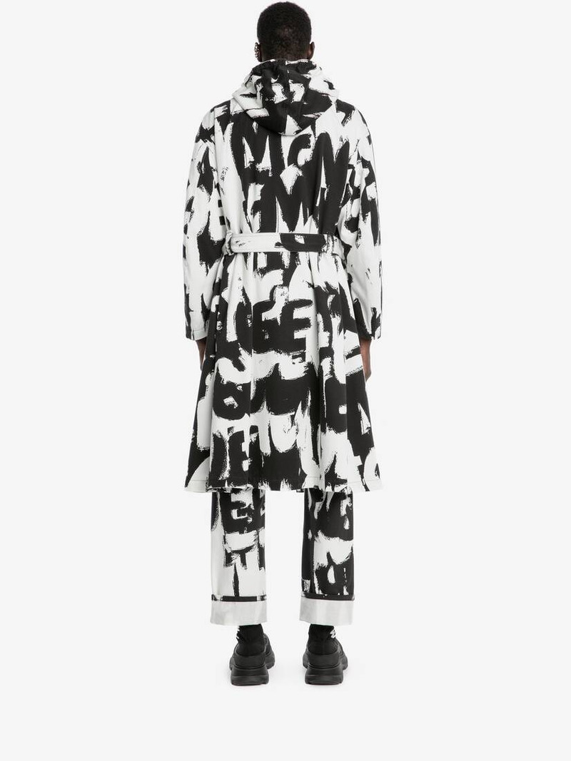 Mcqueen Graffiti Parka in White/black 4