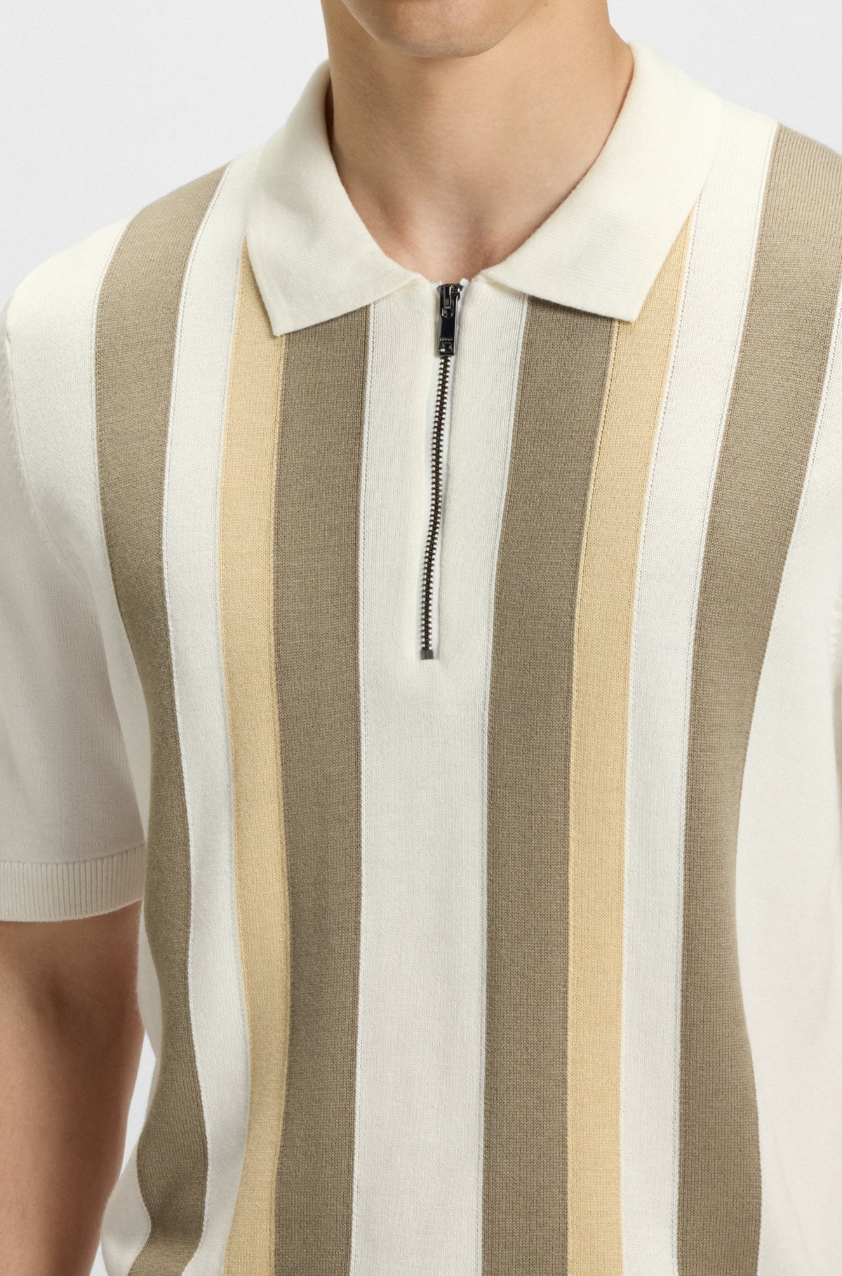 ZIP-NECK POLO SWEATER WITH VERTICAL STRIPES - 6