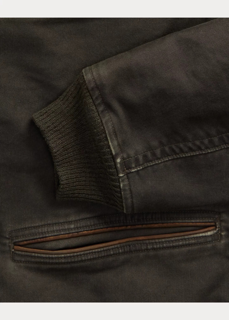 Leather-Trim Cotton Bomber Jacket 4