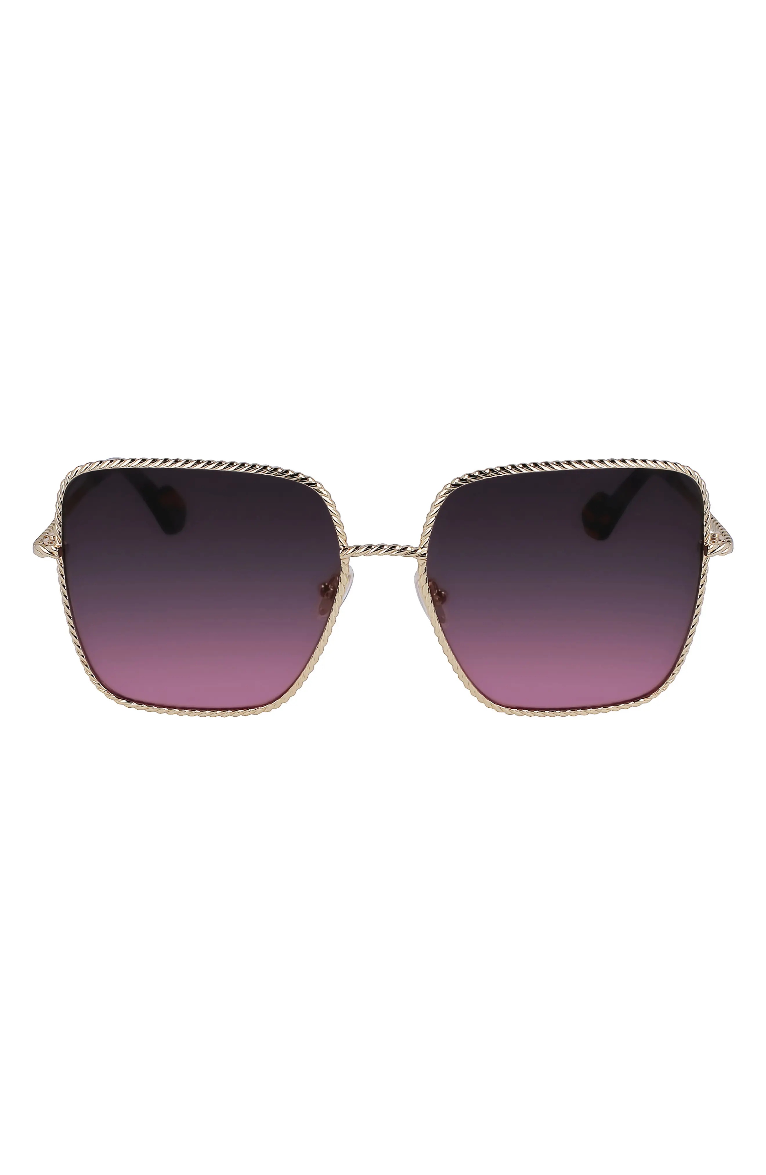 Babe 59mm Gradient Square Sunglasses in Gold/Gradient Grey Rose - 1