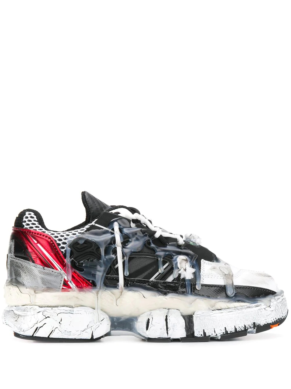 distressed drip-effect sneakers - 1