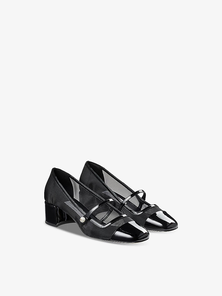 Elisa 45 mesh and patent-leather heeled courts - 3