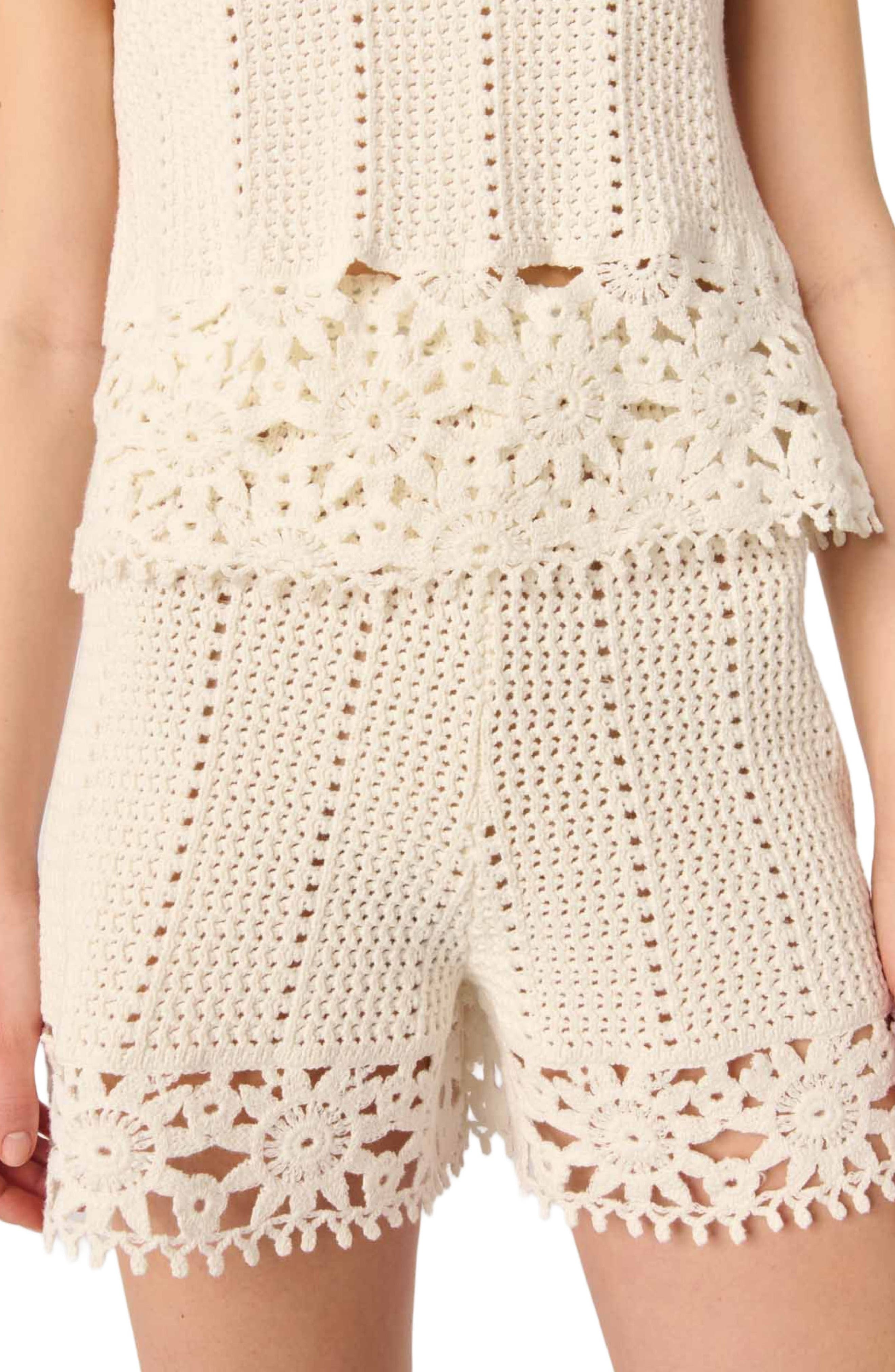 maje Crochet-knit shorts in White at Nordstrom - 6