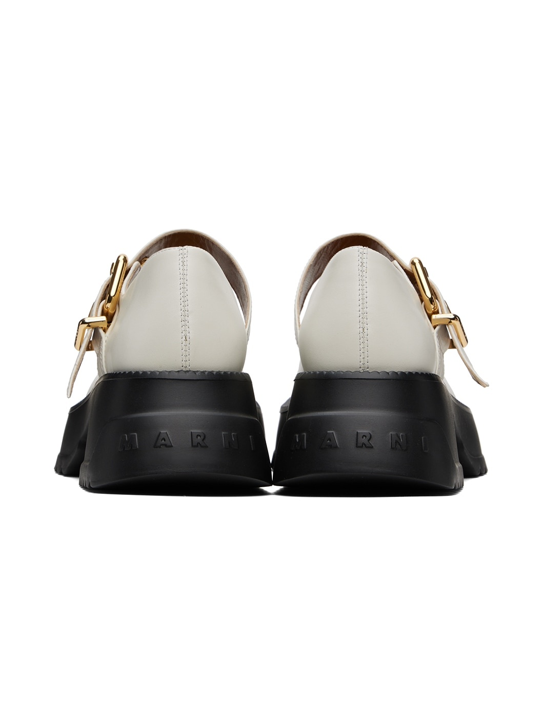White Leather Mary Jane Loafers - 2