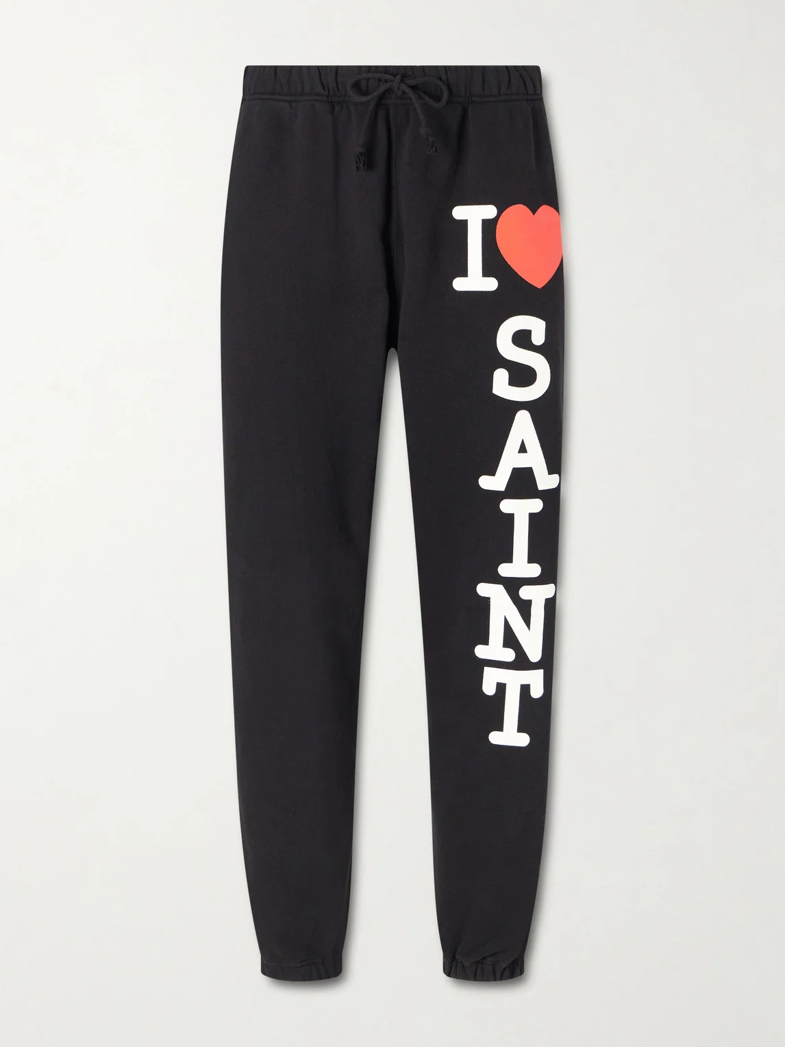 I Love Saint Tapered Printed Cotton-Jersey Sweatpants - 1