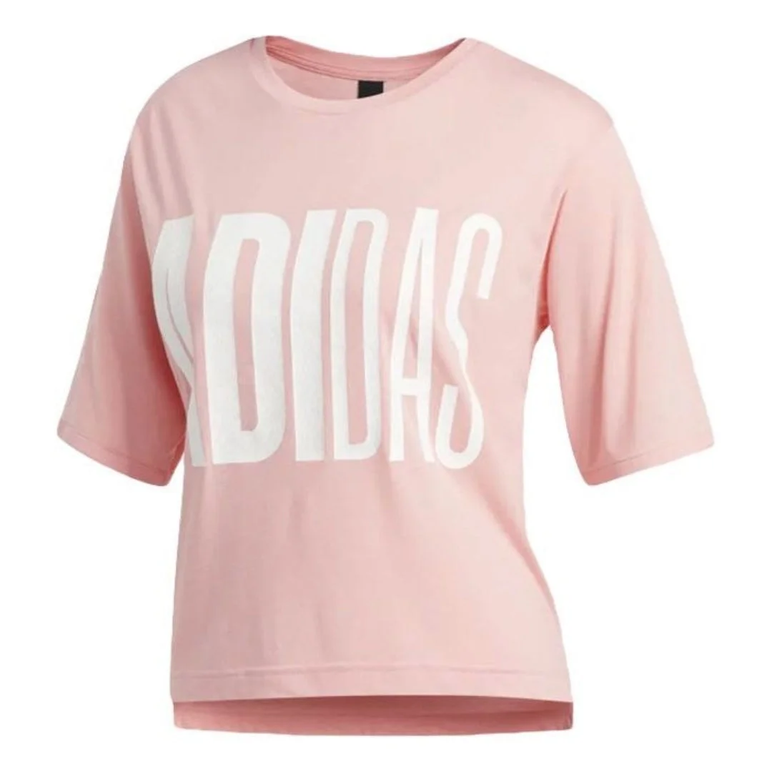 (WMNS) adidas T-Shirt Asia Sizing 'Pink White' FM1655 - 1