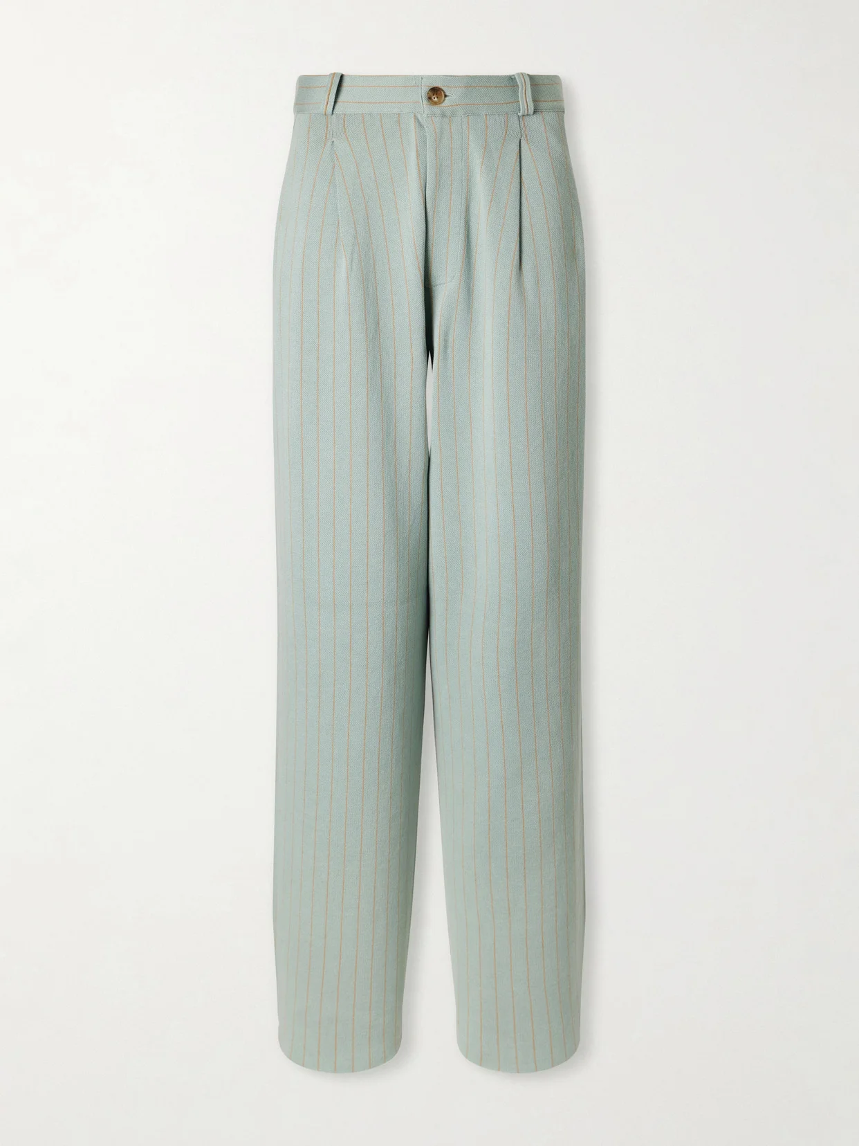 Carpenter Pinstriped Cotton And Silk-blend Knit Straight-leg Pants - 1