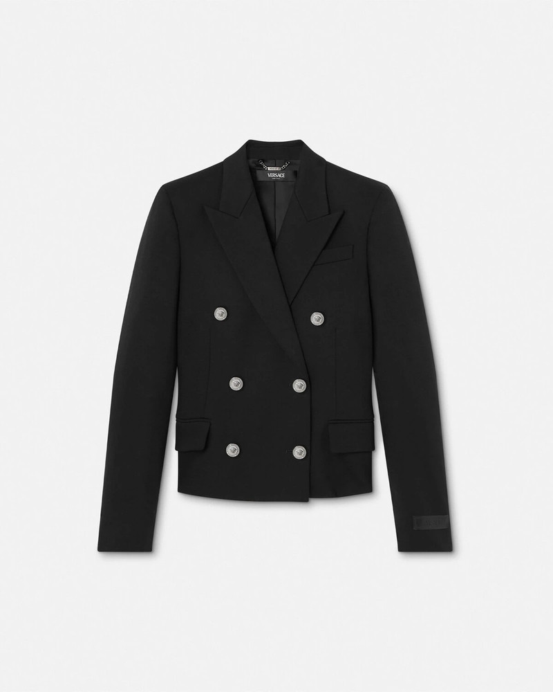 Crop Double-Breasted Wool Blazer - 1