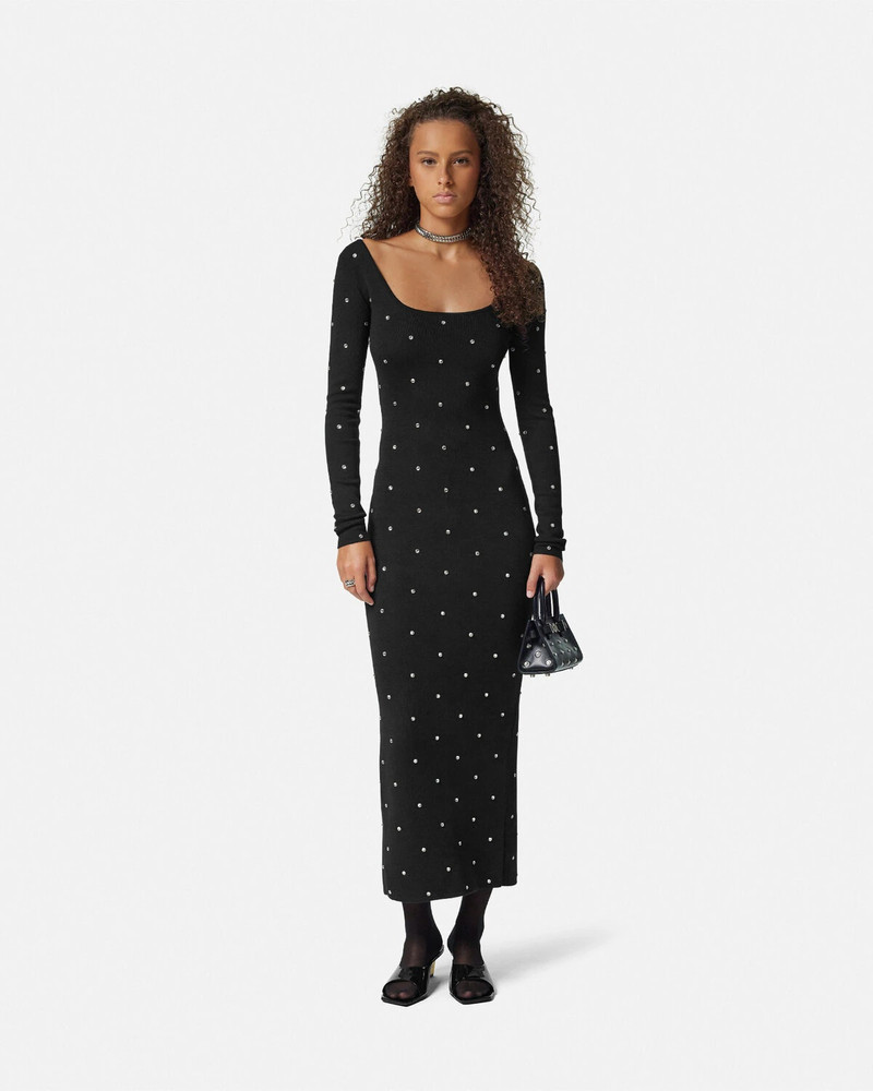 VERSACE Cielo Stellato Wool Knit Scoop Long Dress outlook