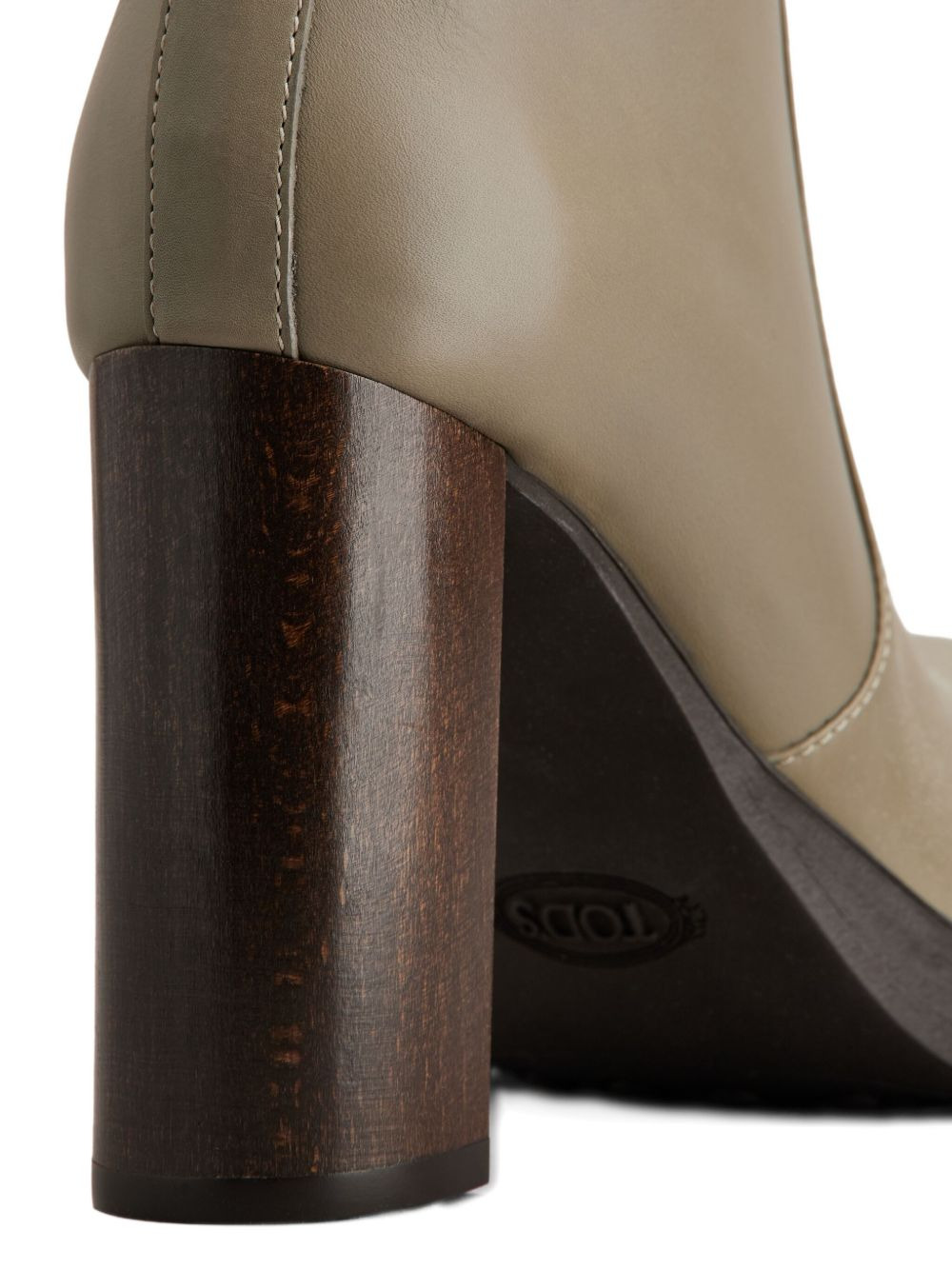 leather zip-detail block-heel boots - 5