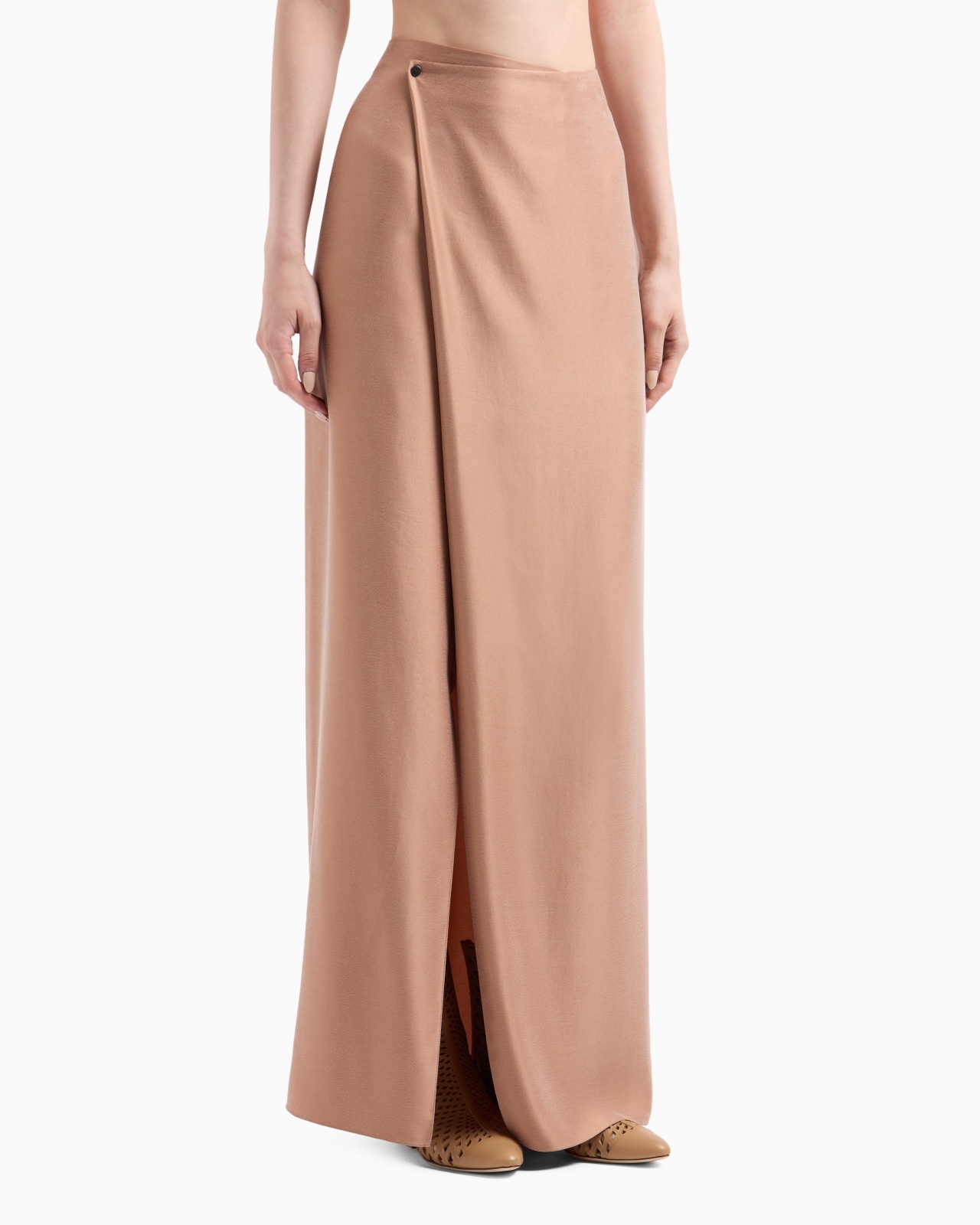WASHED VISCOSE AND SILK LONG SKIRT - 4