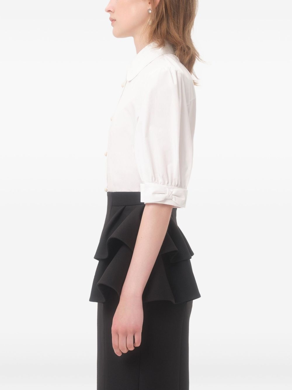 puffed sleeve button-up shirt - 5