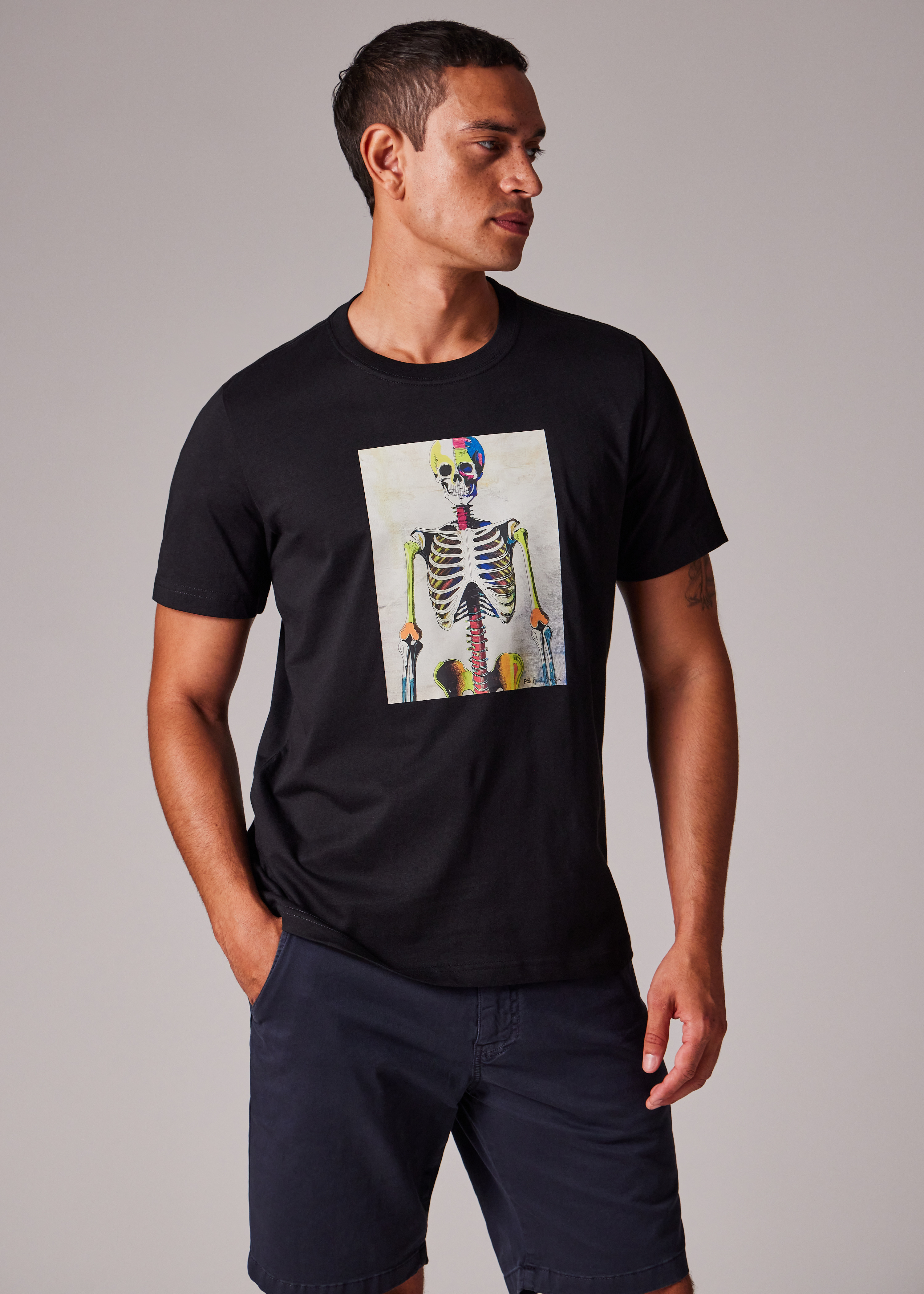 Black 'Skeleton' Print T-Shirt - 3