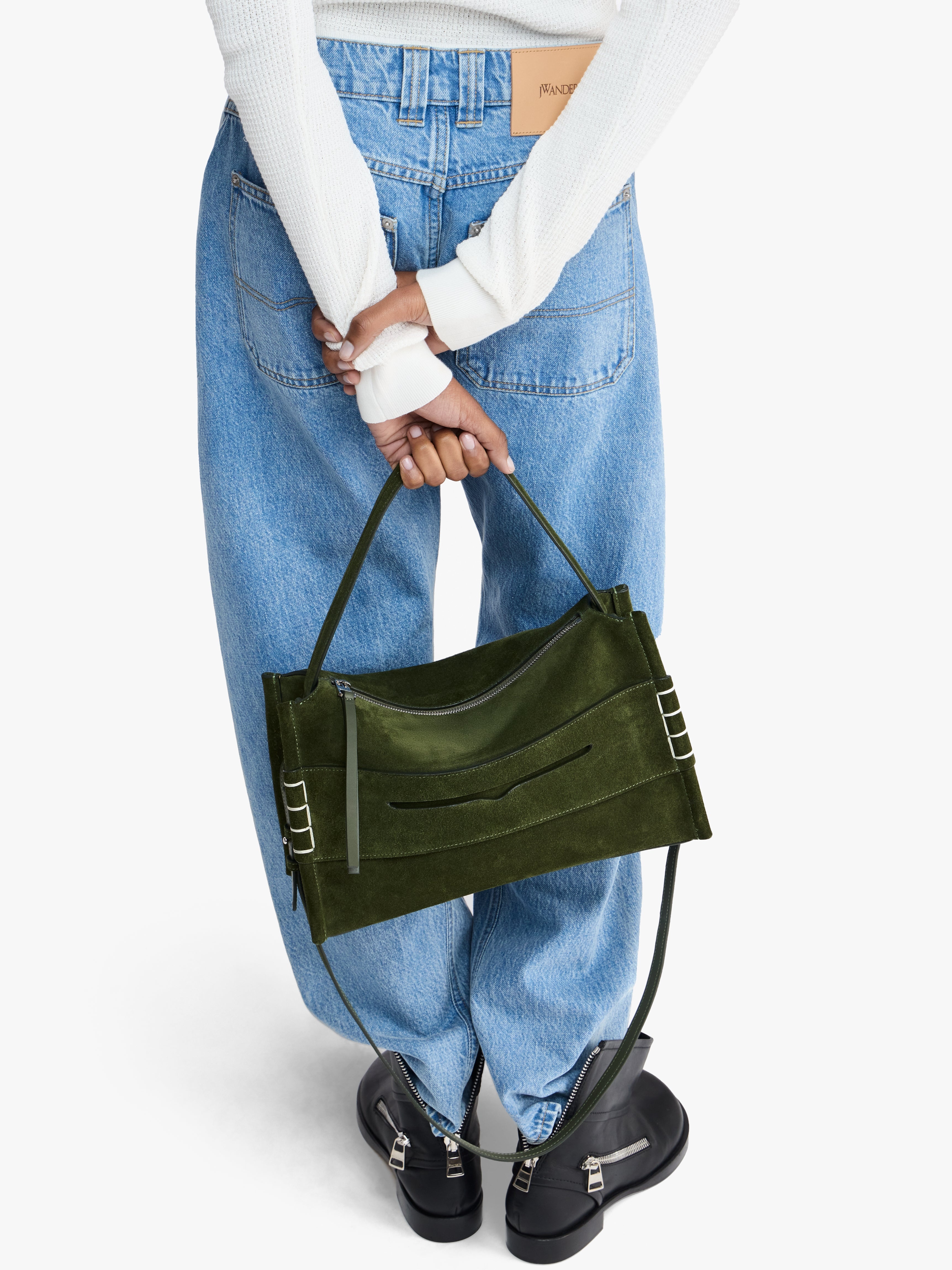 MEDIUM LOAFER BAG - SUEDE SHOULDER BAG - 7