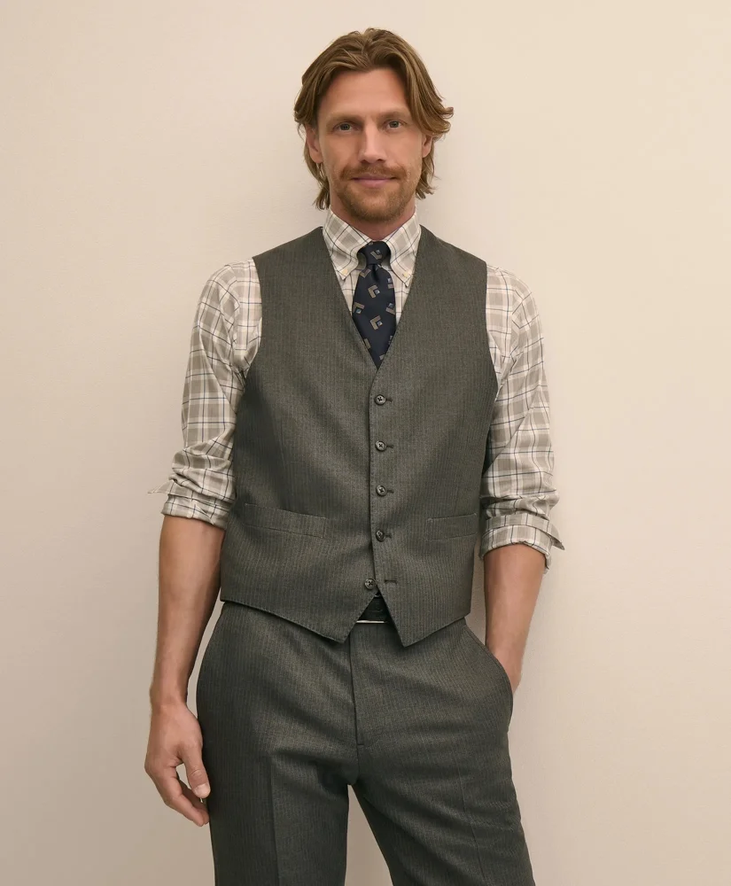 Brooks Brothers Explorer Collection Pinstripe Wool Vest - 1