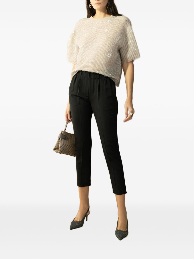 Brunello Cucinelli fringe-detail T-shirt outlook