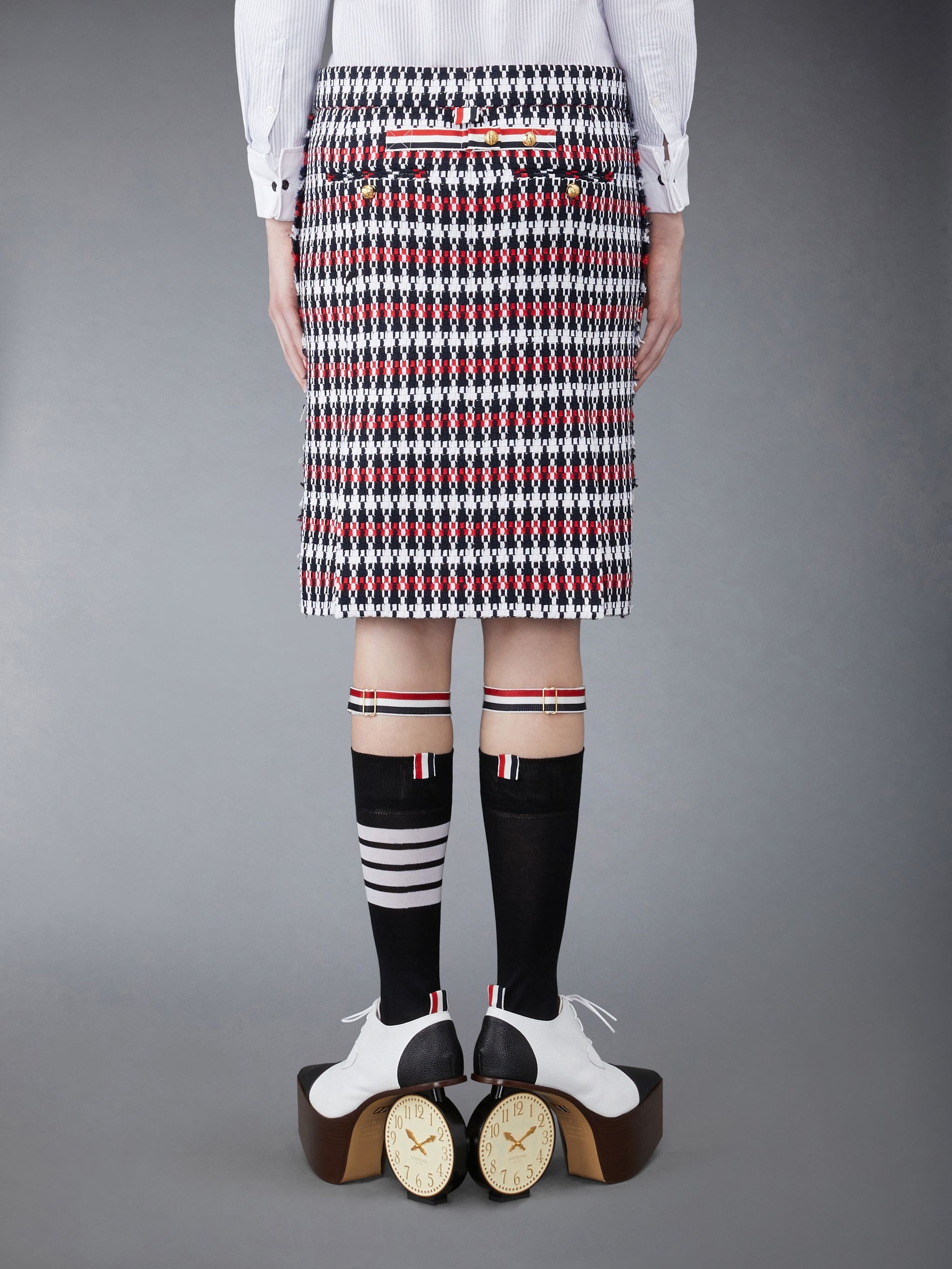 GROSGRAIN TWEED LOW WAIST SKIRT - 3