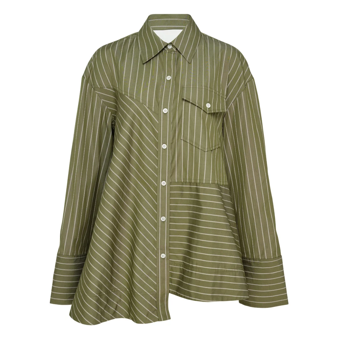 Asymmetrical Stripe Trapeze Shirt - 1