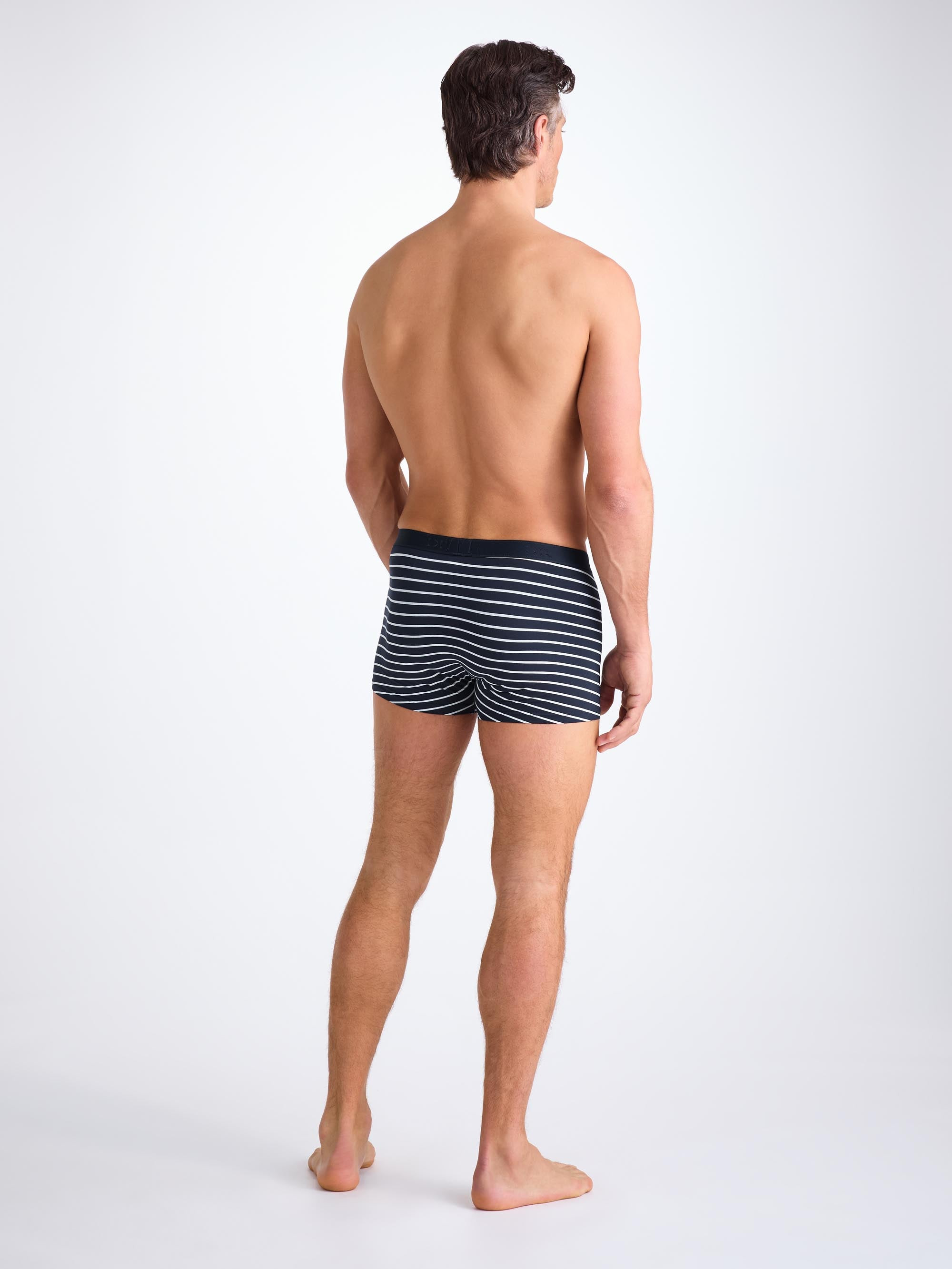 Men's Boxer Briefs Cotton Navy Stripe Print - 5