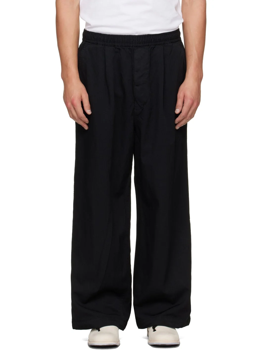 Black Polyester Serge Trousers - 1