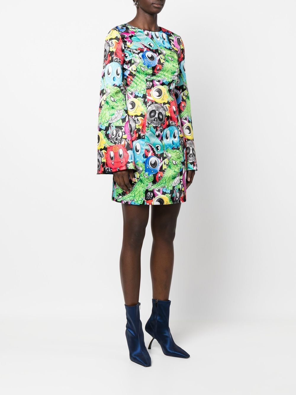 graphic-print long-sleeve dress - 3