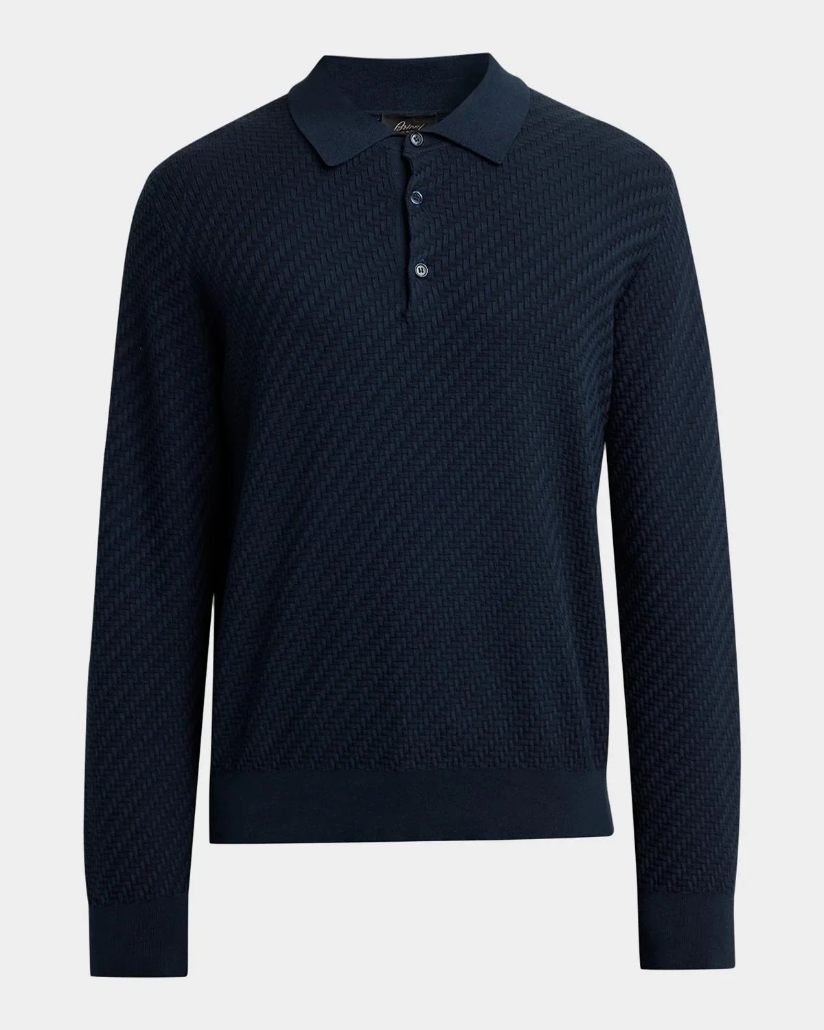 Men's Cotton and Cashmere Jacquard Polo Sweater - 1