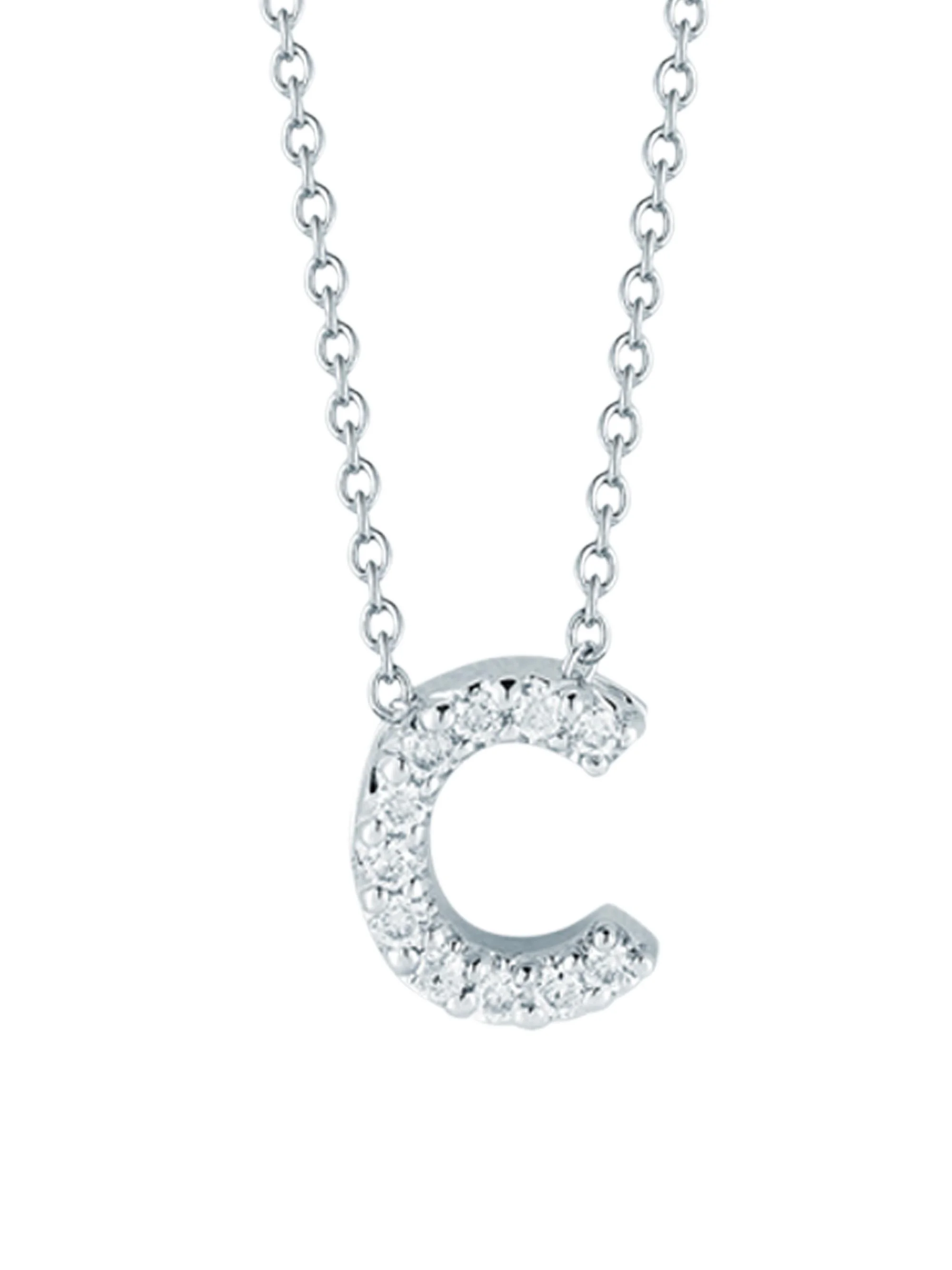 Women's Tiny Treasures 0.08 TCW Diamond & 18K White Gold Initial Necklace - Initial C - 1