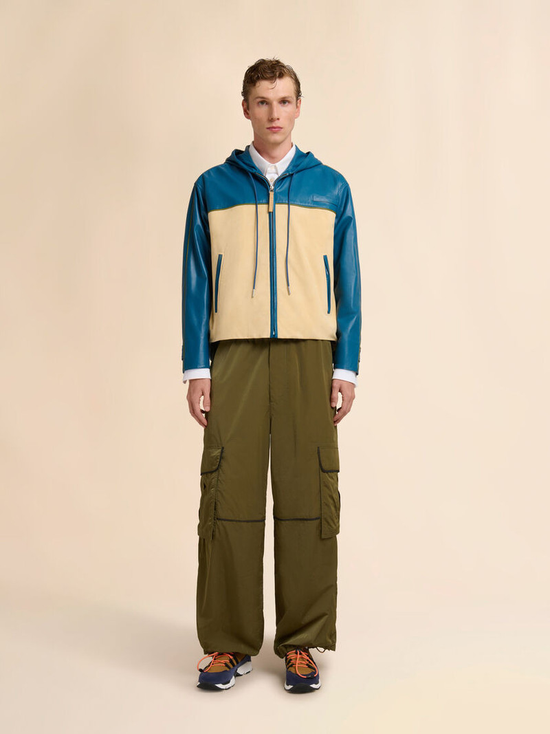 Marni TURQUOISE NAPPA LEATHER JACKET WITH SUEDE FRONT outlook