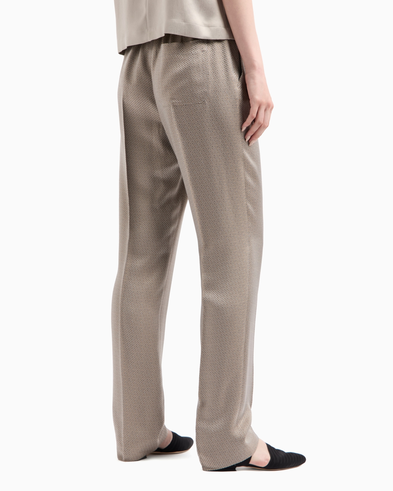 STRAIGHT-CUT JACQUARD VISCOSE AND CUPRO TROUSERS - 2