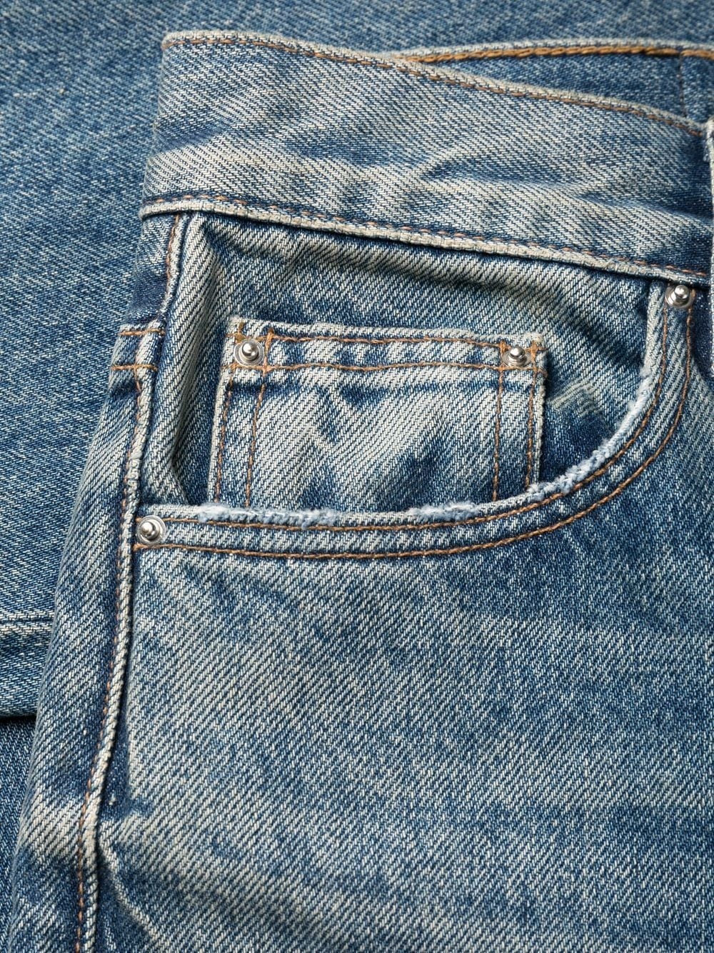 mid-rise distressed straight jeans - 6